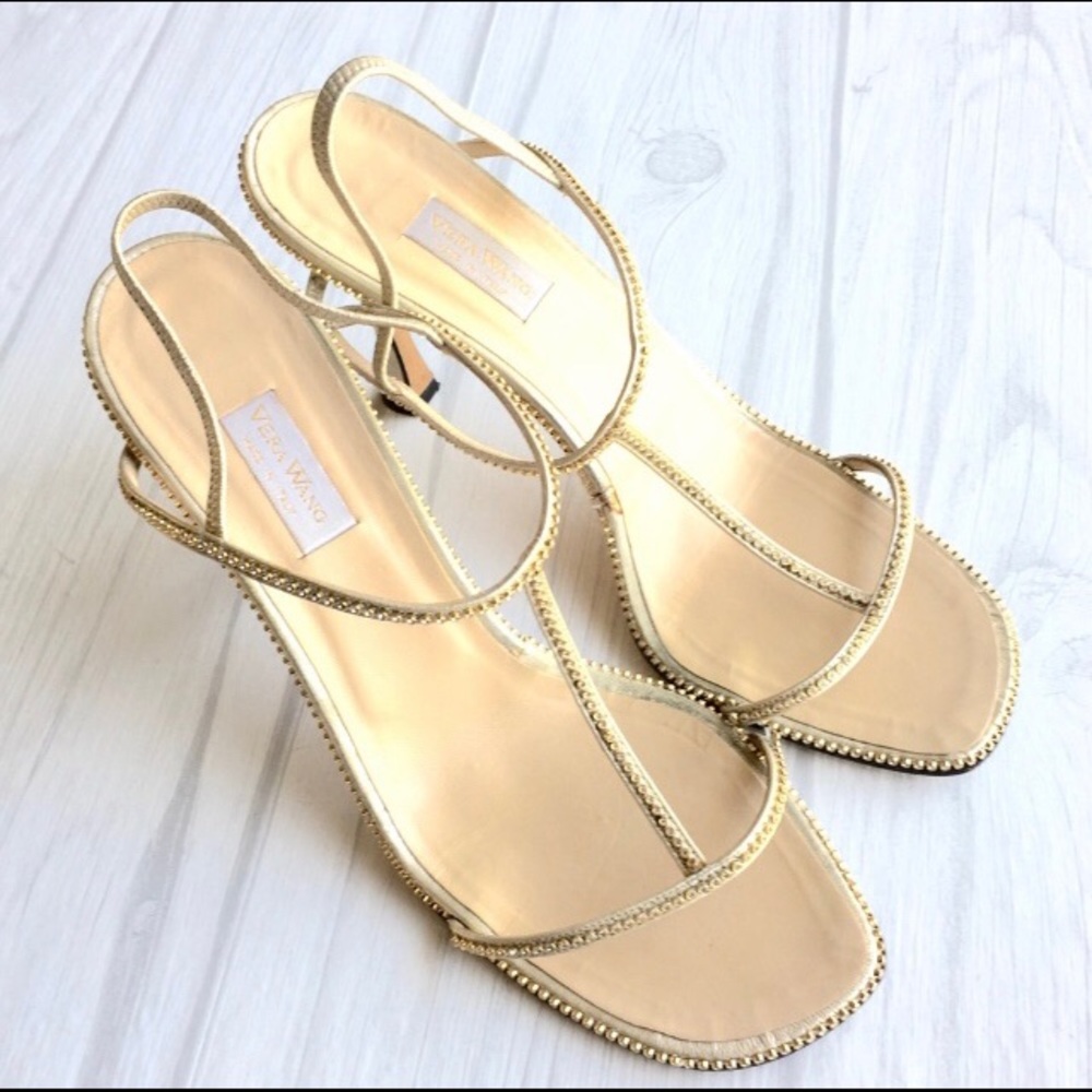 Vera Wang Gold Crystal Strappy Sandals - Sz. 8-1/2